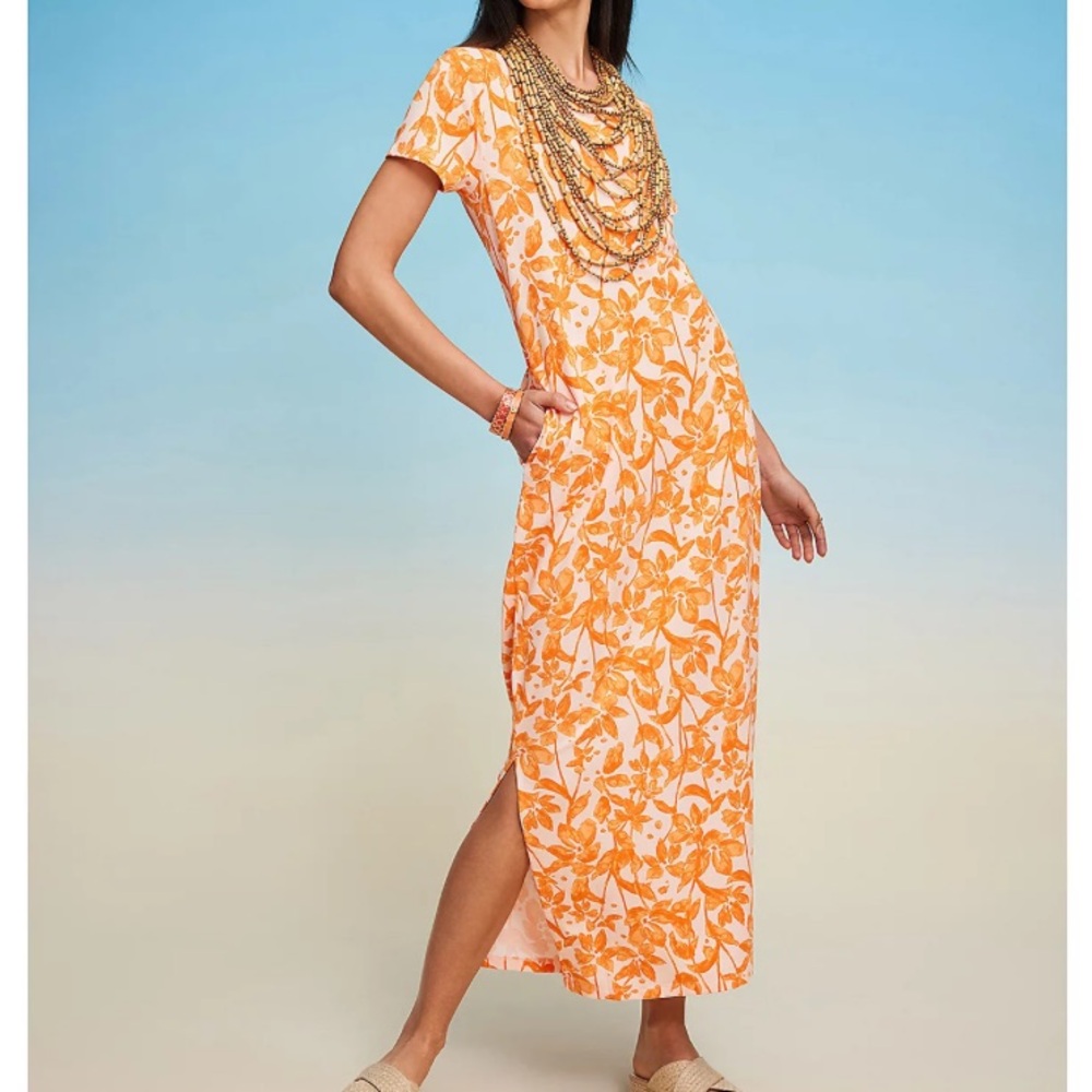 Isaac Mizrahi Bridgehampton Maxi Dress-Soft Floral Petite Small Orange Floral
